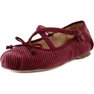 Circus NY by Sam Edelman Women's Spiced Plum Leather Cross Strap Ballet Flat